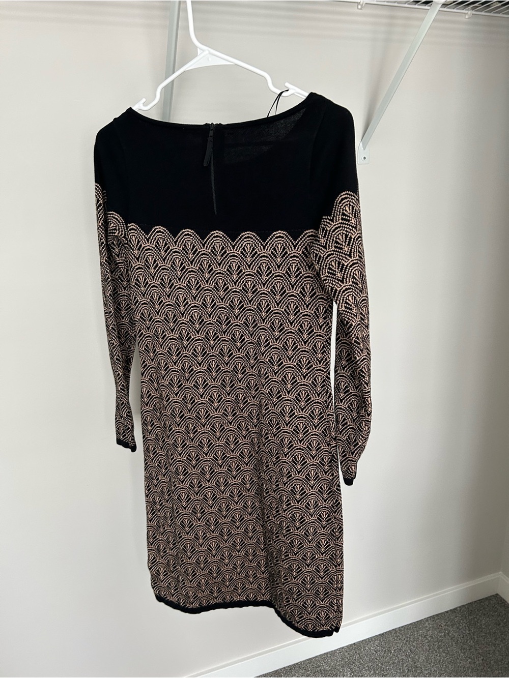 Monsoon Black and Tan Patterned Long-Sleeve Knit Dress - Picture 4 of 6